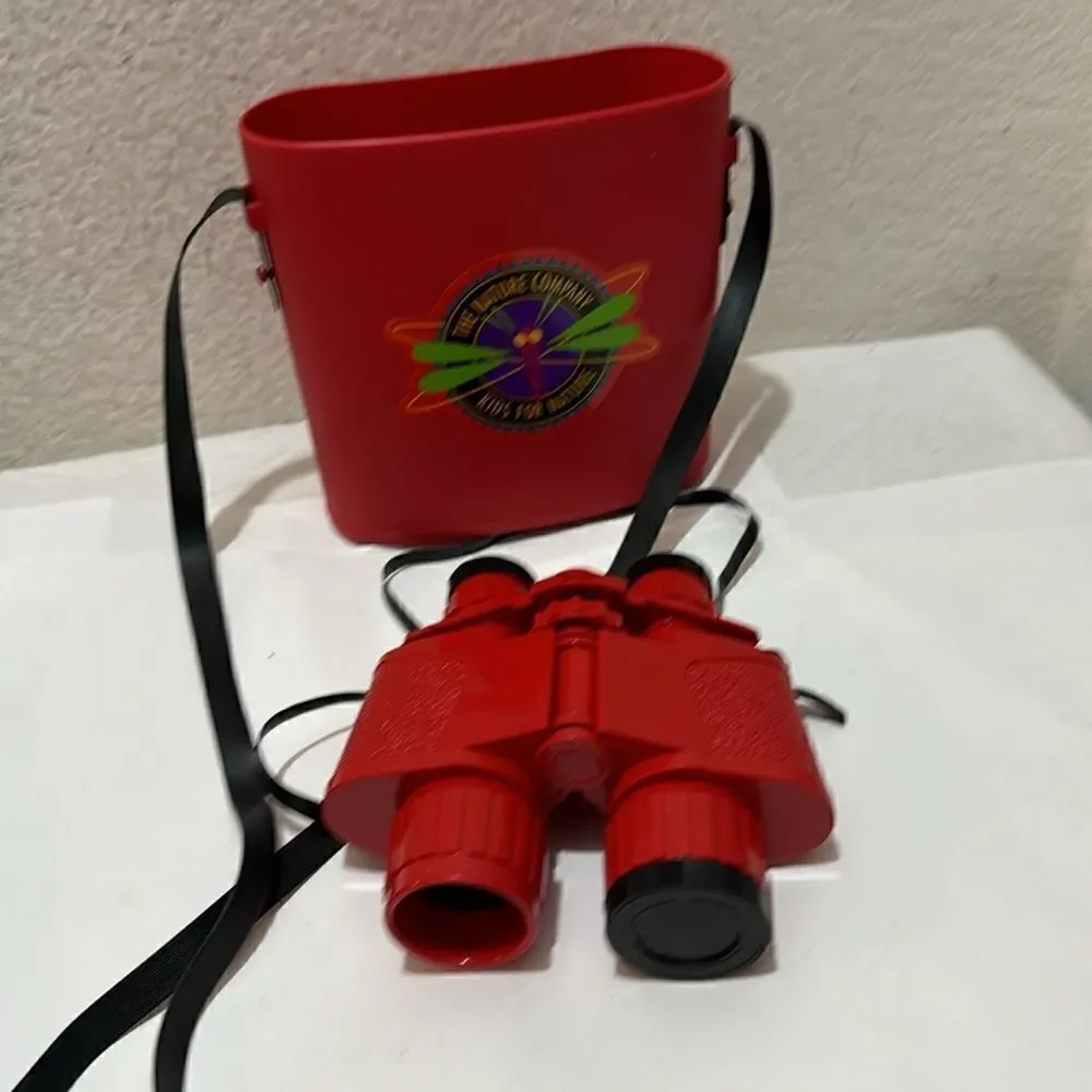 The Nature Company Red Binoculars Kids for Nature Science Birds & Case Italy G5